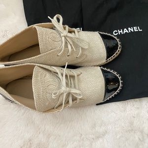 CHANEL, Shoes, Chanel Crackled Calfskin High Top Espadrilles